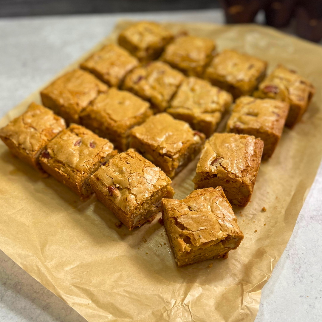 White Chocolate Pecan Blondies